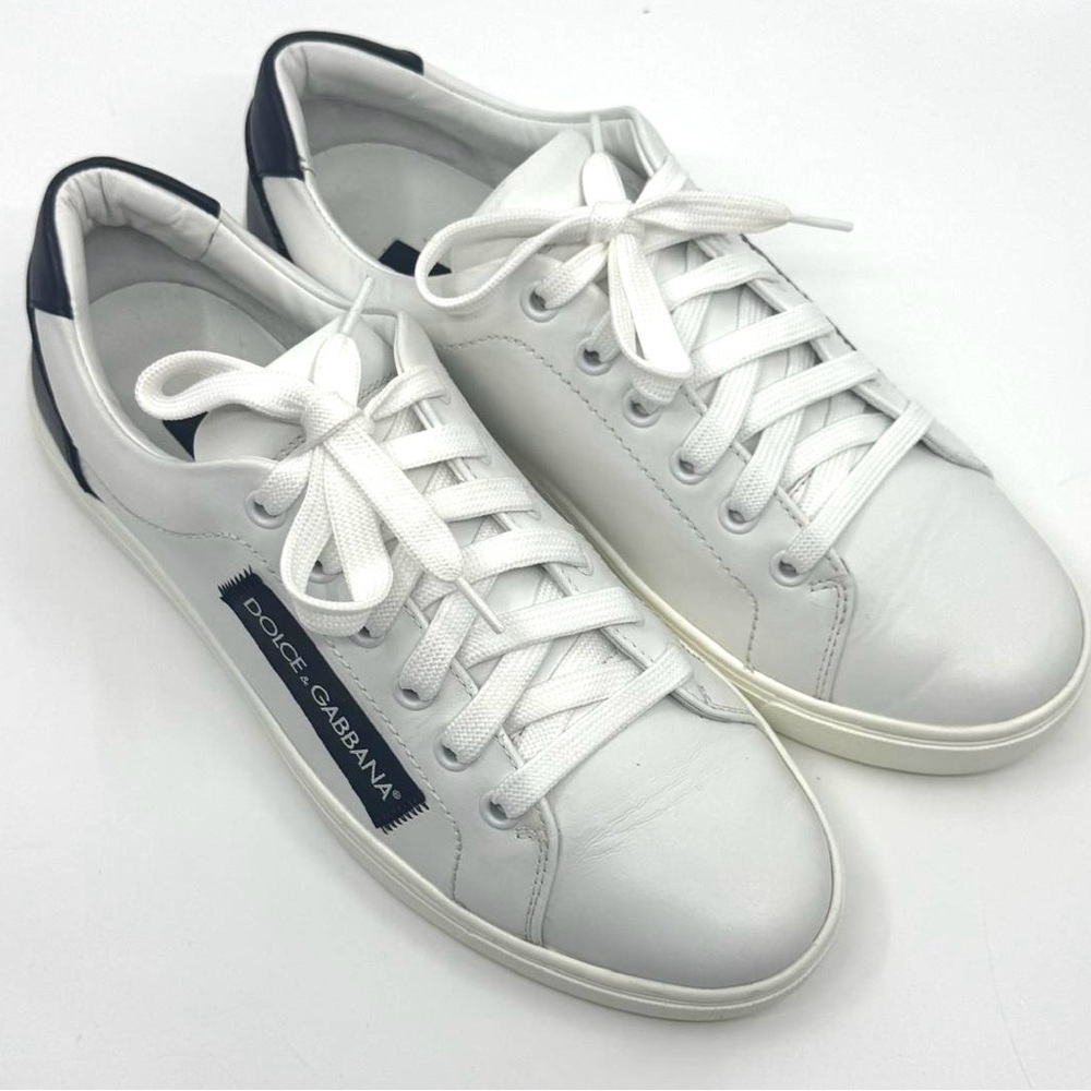 DOLCE & GABBANA Logo White Black Leather Low Top Sneakers Portofino Sneakers - Picture 10 of 16